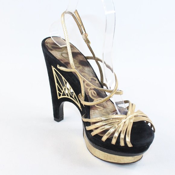 Sam Edelman Shoes - Sam Edelman TILLIE Blk Gld Stiletto Platform Heels #135